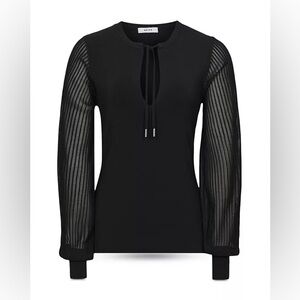 Reiss Sloane Semi Sheer Black Top